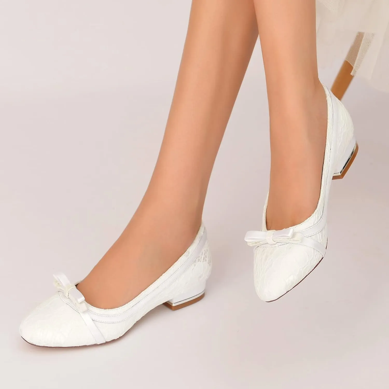 Wedding Shoes for Bride Flat Sandals Bridal Shoes Lace Satin Closed Toe Pointed Toe Women's Prom Evening Formal Party Shoes Flat