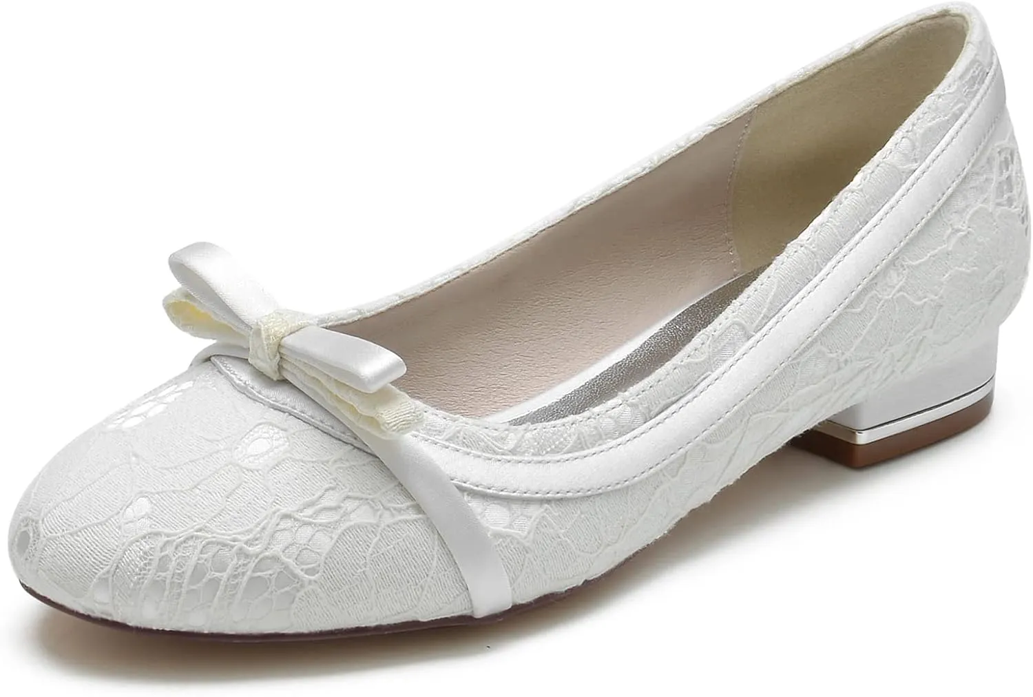 Wedding Shoes for Bride Flat Sandals Bridal Shoes Lace Satin Closed Toe Pointed Toe Women's Prom Evening Formal Party Shoes Flat