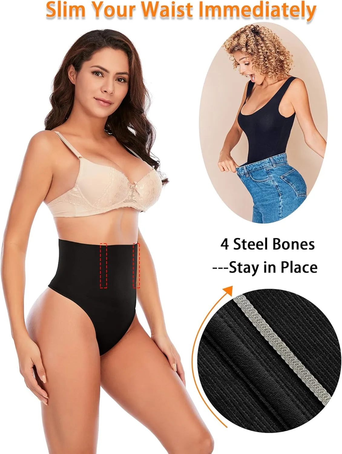 Werena Tummy Control Thong Shapewear for Women Seamless Shaping Thong Panties Body Shaper Underwear
