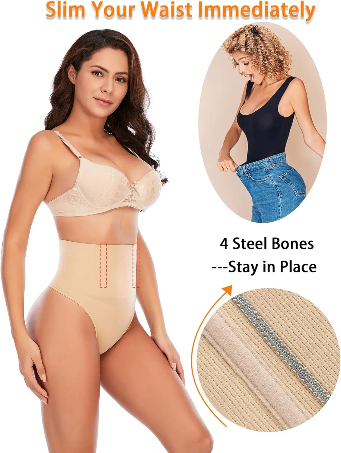 Werena Tummy Control Thong Shapewear for Women Seamless Shaping Thong Panties Body Shaper Underwear
