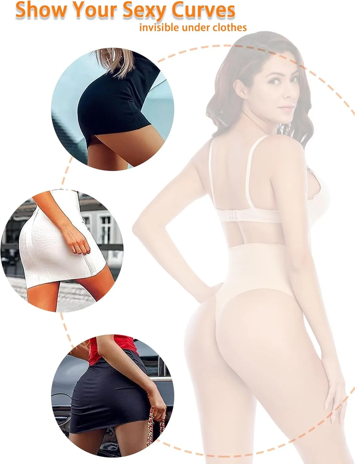 Werena Tummy Control Thong Shapewear for Women Seamless Shaping Thong Panties Body Shaper Underwear