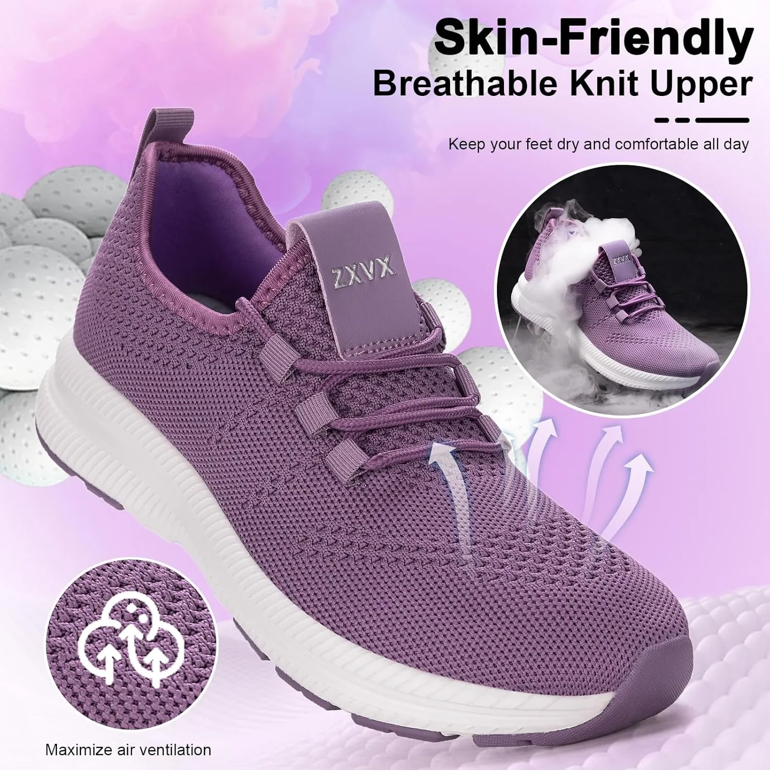 Wide Toe Box Shoes Women Non-Slip Wide Width Sneakers Ultra Light Extra Wide Road Running Shoes for Women Breathable Tennis Walking Gym Workout Trainer 5.5-11.5