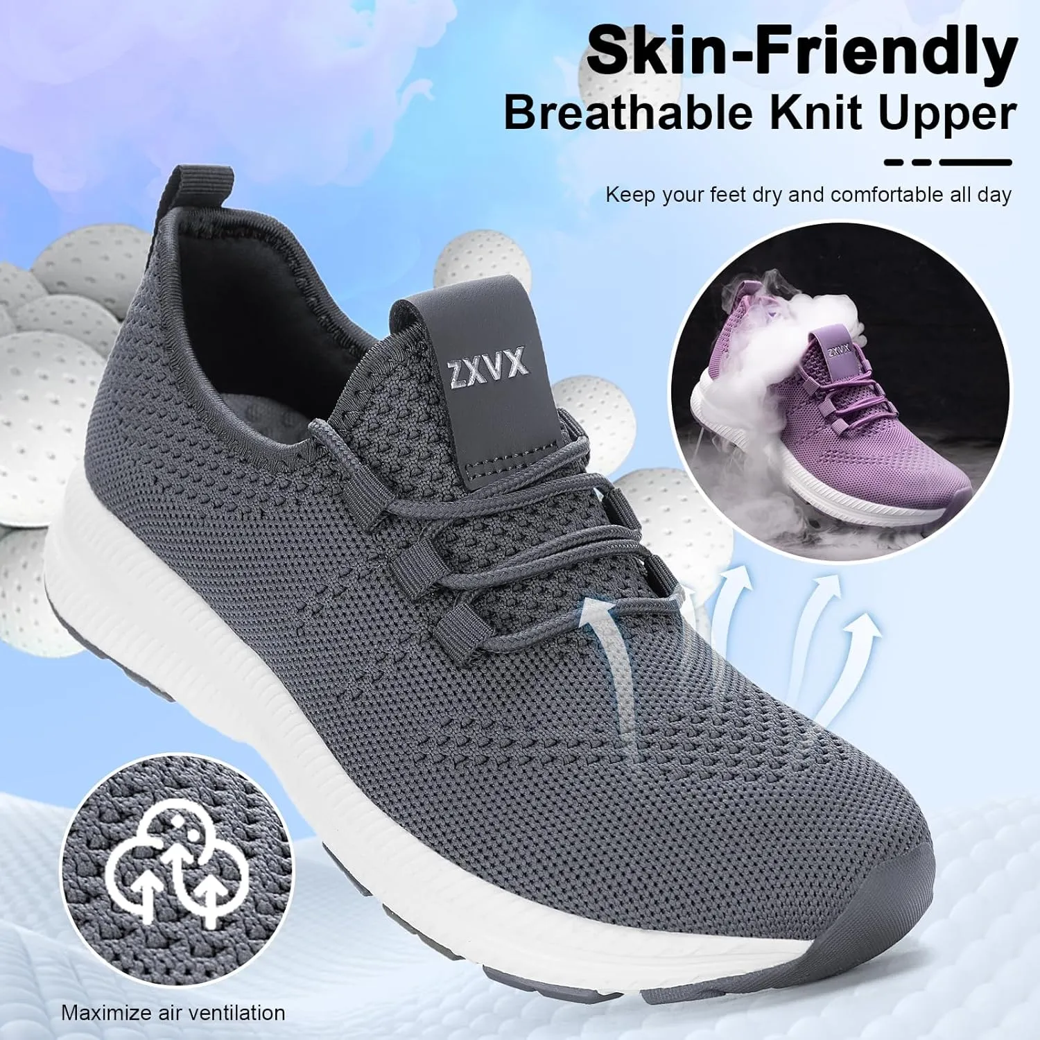 Wide Toe Box Shoes Women Non-Slip Wide Width Sneakers Ultra Light Extra Wide Road Running Shoes for Women Breathable Tennis Walking Gym Workout Trainer 5.5-11.5