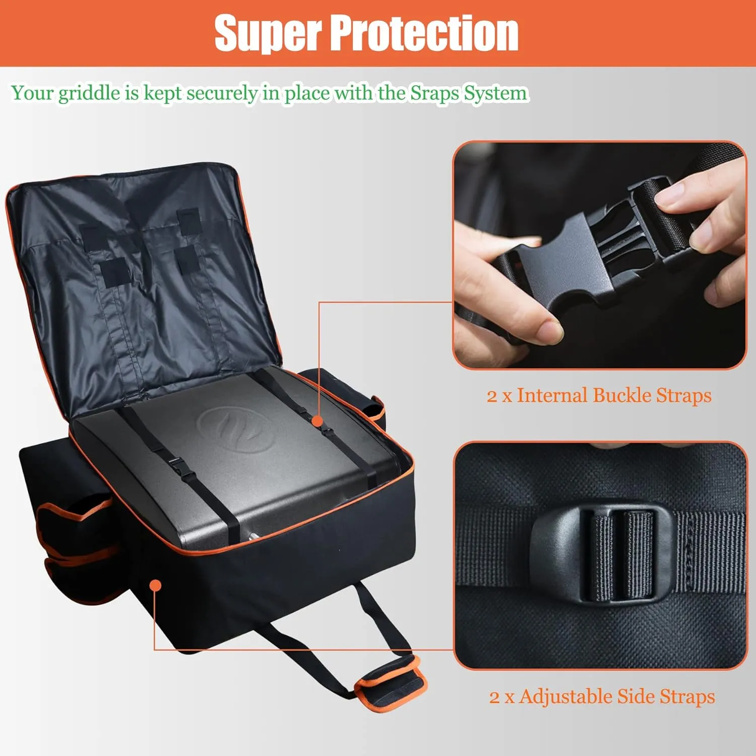 WOMACO 22 inch Griddle Carry Bag for Blackstone 22 Griddle with Hood Lid and Stand, Heavy Duty Portable Tabletop Griddle Carrying Bag for Travel, Weather Resistant BBQ Grill Carry Case
