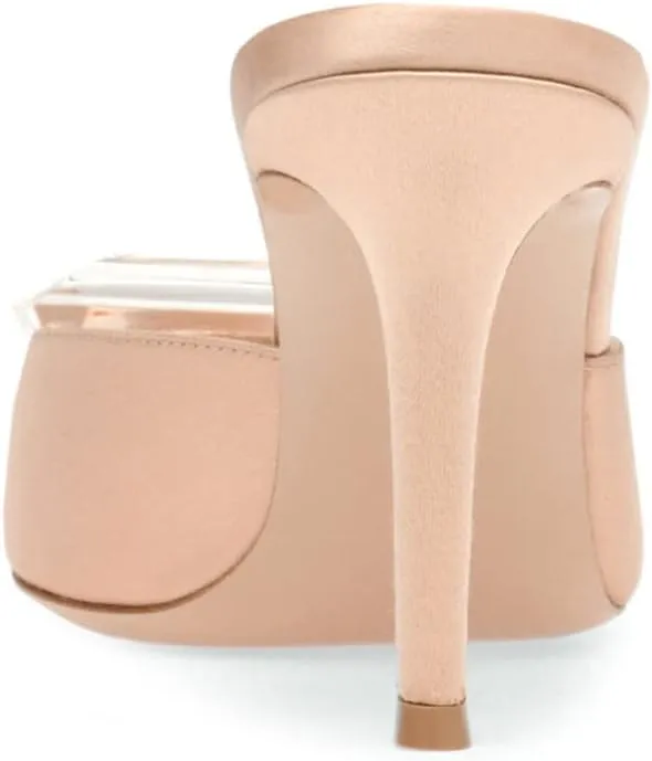 Woman Heeled Mules Rhinestone Pointy Closed Toe Sandals Kitten High Heels Sandals Summer Slip on Mule Heels Bridal Dress Shoes