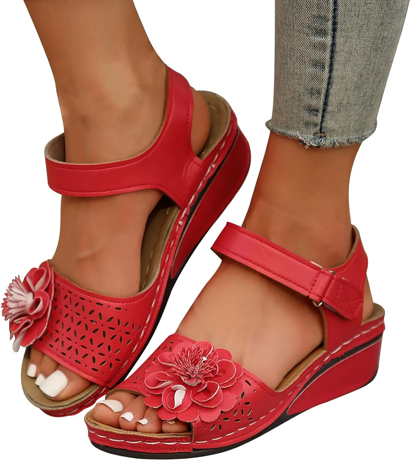 Women Flat Sandals 2024 Fashion Flatform Ankle Buckle Criss Cross Band Straps Sandals Shoes