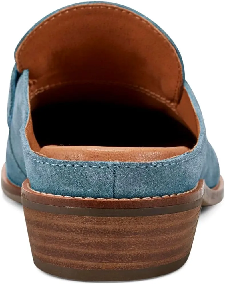 Women Flat Tassel Mules Closed Round Toe Slip On Fringe Loafers Backless 1 Inch Low Chunky Stacked Heeled Sandals Suede Metallic Slip-Ons Clogs Comfy Slide Slippers Daily Casual 4-11 M US