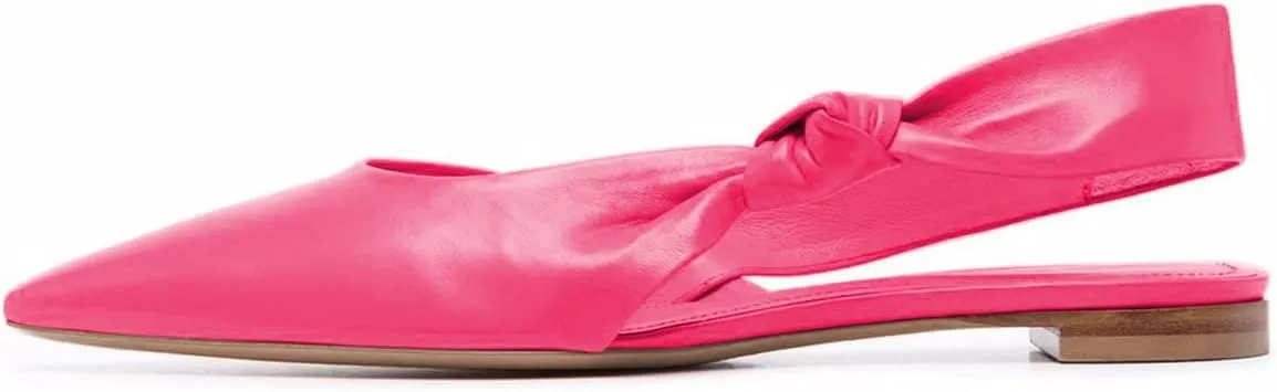 Women Knotted Slingback Slip on Flat Sandals Closed Pointed Toe Comfortable Casual Daily Commuting Ballet Flats Size 4-16 US