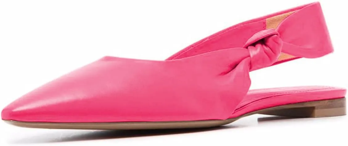 Women Knotted Slingback Slip on Flat Sandals Closed Pointed Toe Comfortable Casual Daily Commuting Ballet Flats Size 4-16 US