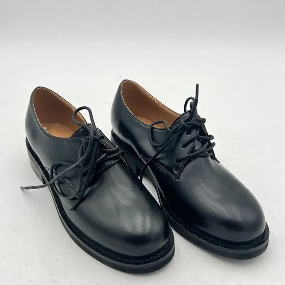 Women Leather Classic Lace up Flat Oxford Low Heel Round Toe Casual Dress Pump