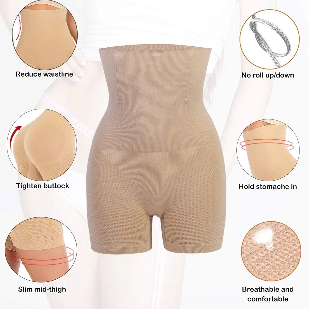Women Tummy Control Body Shaper High Waist Butt Lifter Thigh Slimmer Shorts Waist Trainer Shapewear Compression Bodysuit