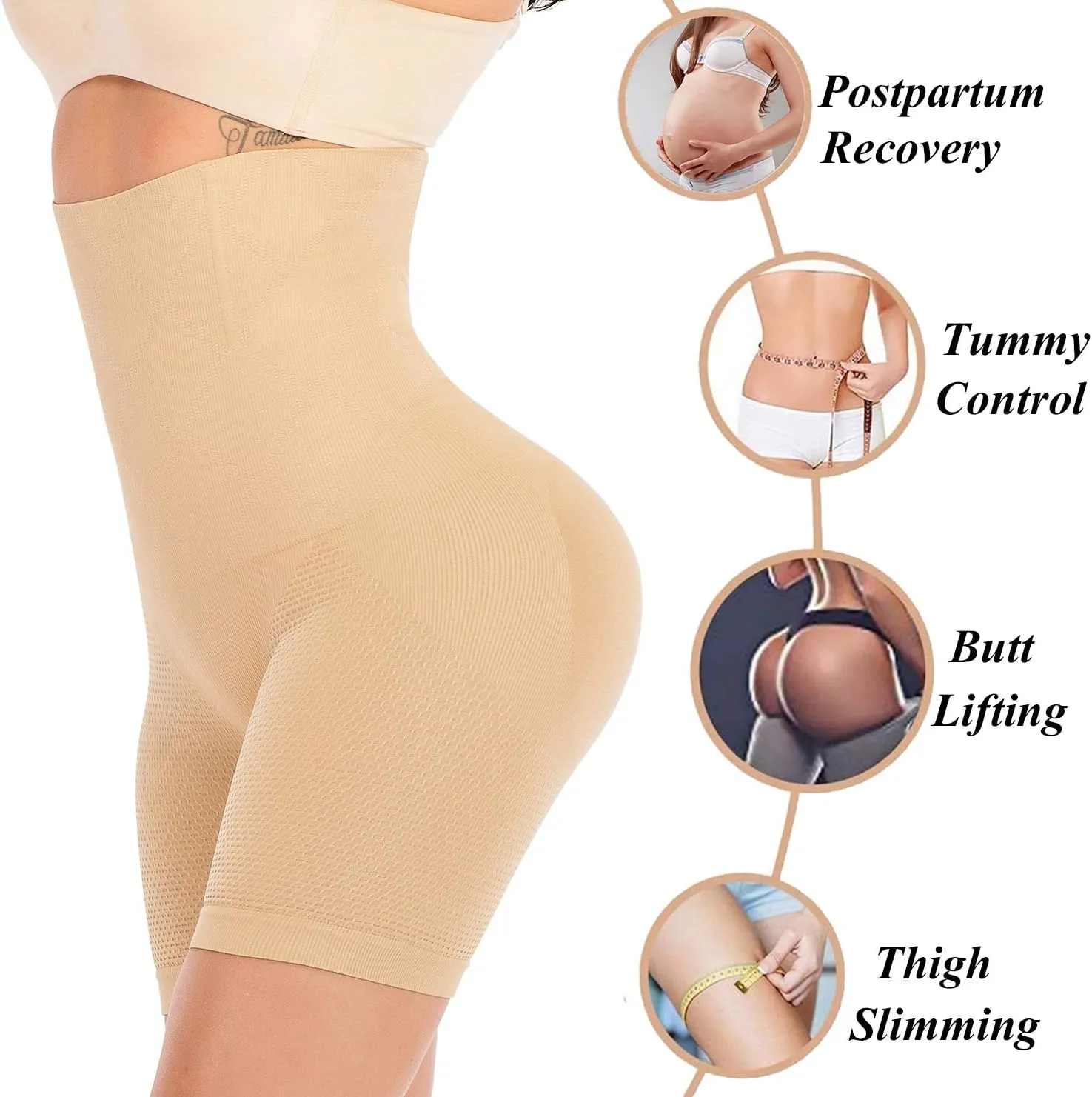 Women Tummy Control Body Shaper High Waist Butt Lifter Thigh Slimmer Shorts Waist Trainer Shapewear Compression Bodysuit