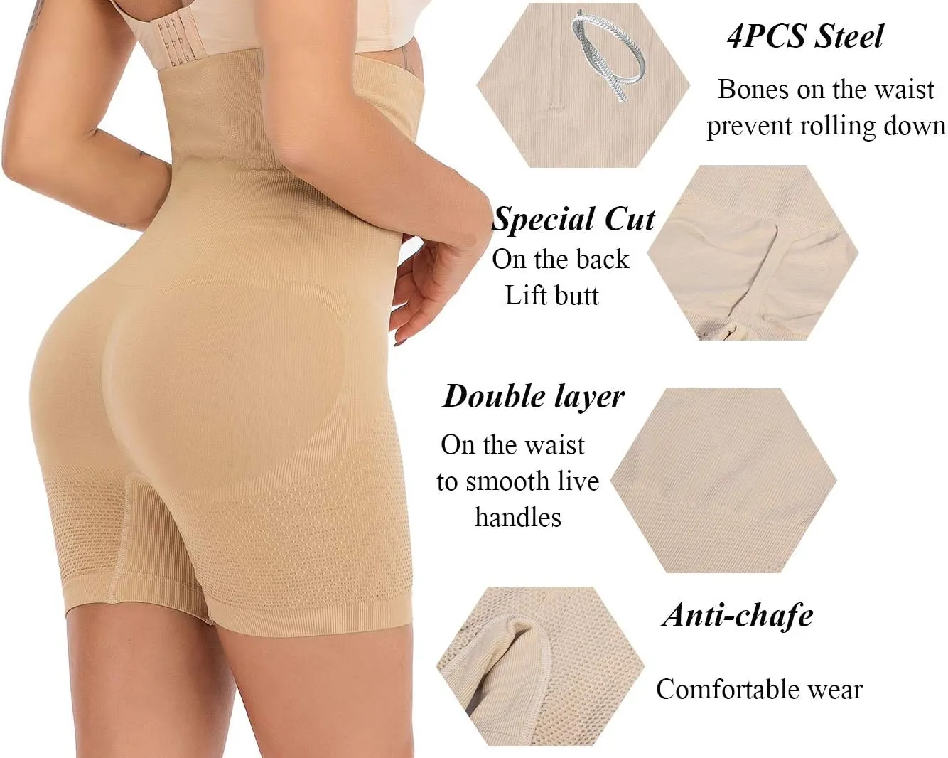Women Tummy Control Body Shaper High Waist Butt Lifter Thigh Slimmer Shorts Waist Trainer Shapewear Compression Bodysuit