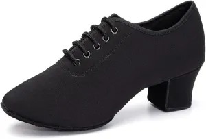 Women's Ballroom Dance Shoes Lace-up Closed Toe Suede Sole Professional Modern Salsa Latin Teaching Practice Performance Dance Shoes