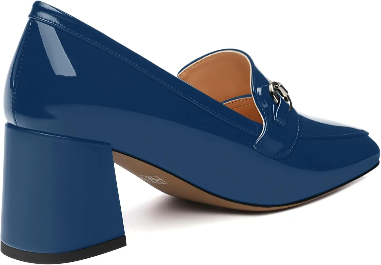 Women's Block Heel Bit Loafer, Square Closed Heel Pumps,Elegant and Comfortable Penny Loafers,Commuter Dress Shoes