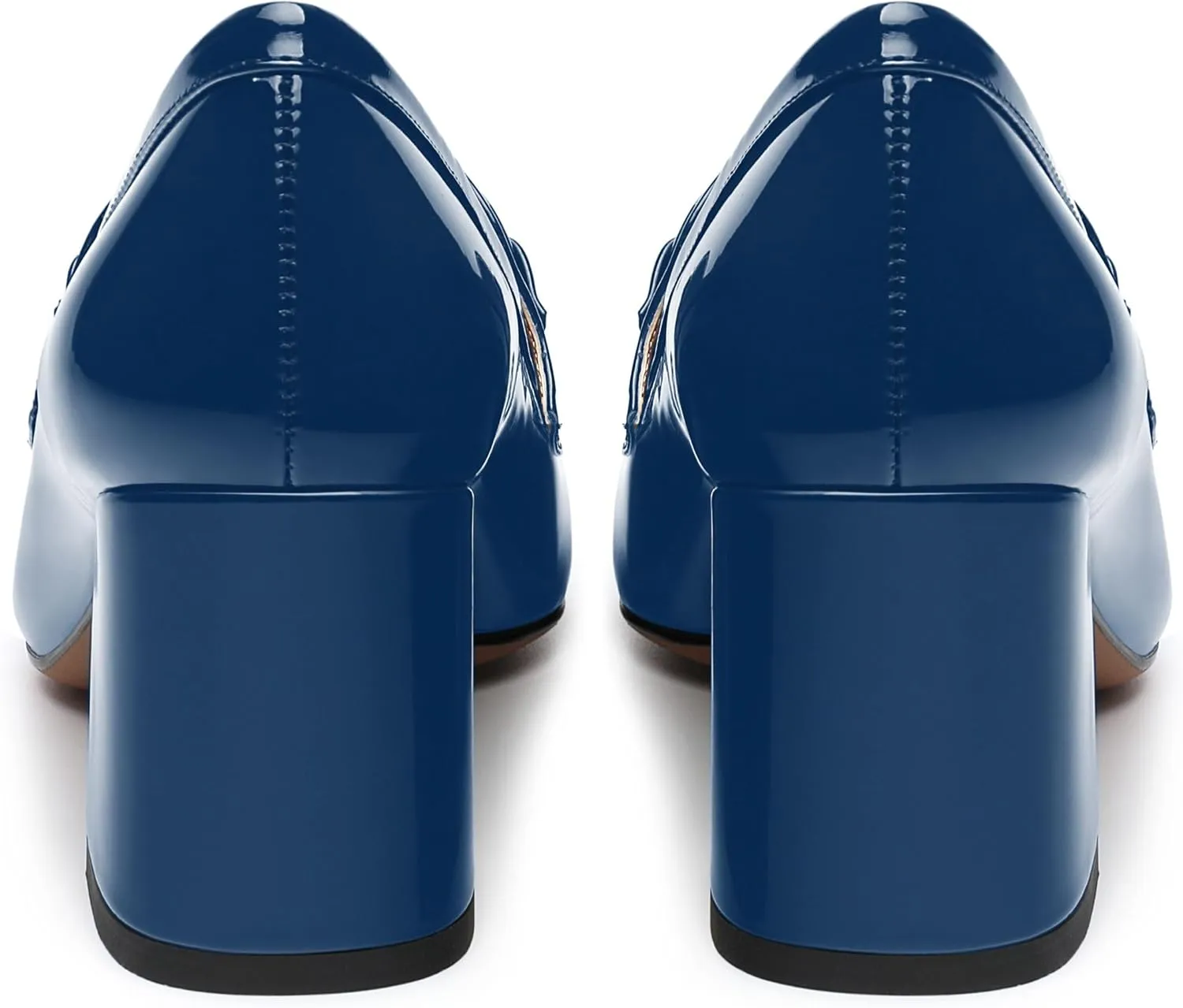 Women's Block Heel Bit Loafer, Square Closed Heel Pumps,Elegant and Comfortable Penny Loafers,Commuter Dress Shoes