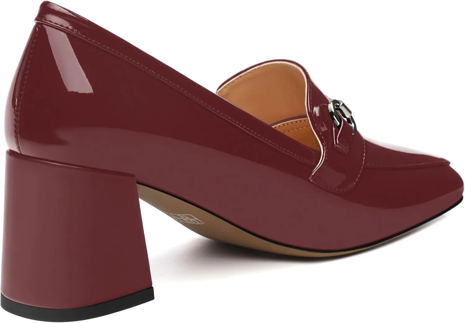 Women's Block Heel Bit Loafer, Square Closed Heel Pumps,Elegant and Comfortable Penny Loafers,Commuter Dress Shoes