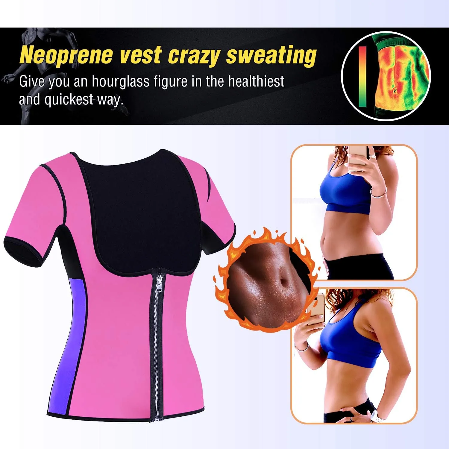 Women's Body Shaper Sauna Vest Suit Sweat Waist Trainer Workout Tank Top Fitness Neoprene Shirt Running