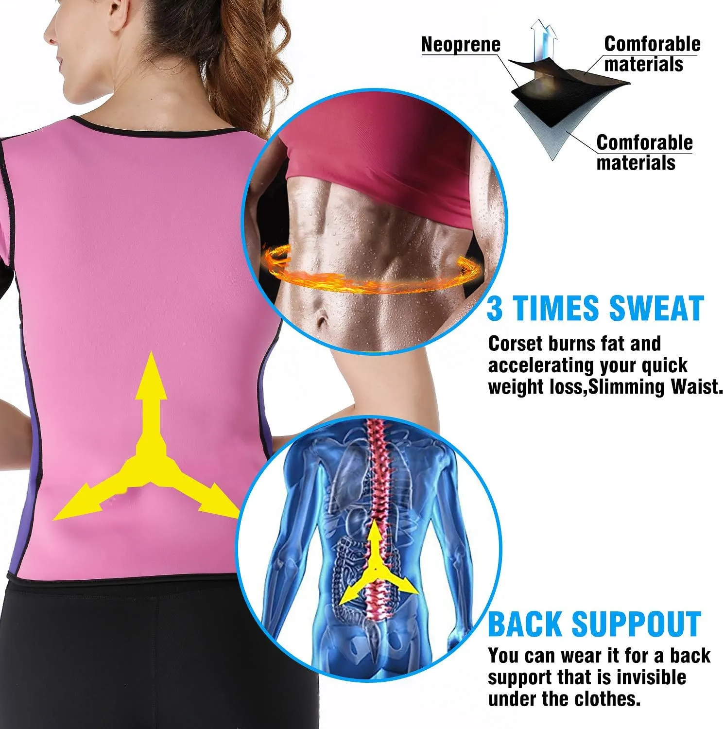Women's Body Shaper Sauna Vest Suit Sweat Waist Trainer Workout Tank Top Fitness Neoprene Shirt Running