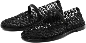 Women's Breathable Mesh Knit Ballet Flats, Square Toe Studded Mary Jane Shoes with Buckle Strap, Comfy Supportive Casual Office Ballerina Flat Shoes