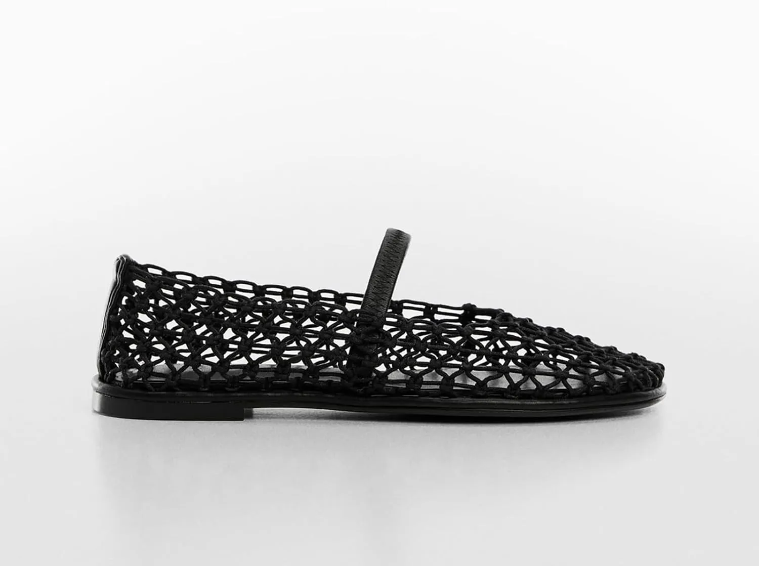 Women's Breathable Mesh Knit Ballet Flats, Square Toe Studded Mary Jane Shoes with Buckle Strap, Comfy Supportive Casual Office Ballerina Flat Shoes