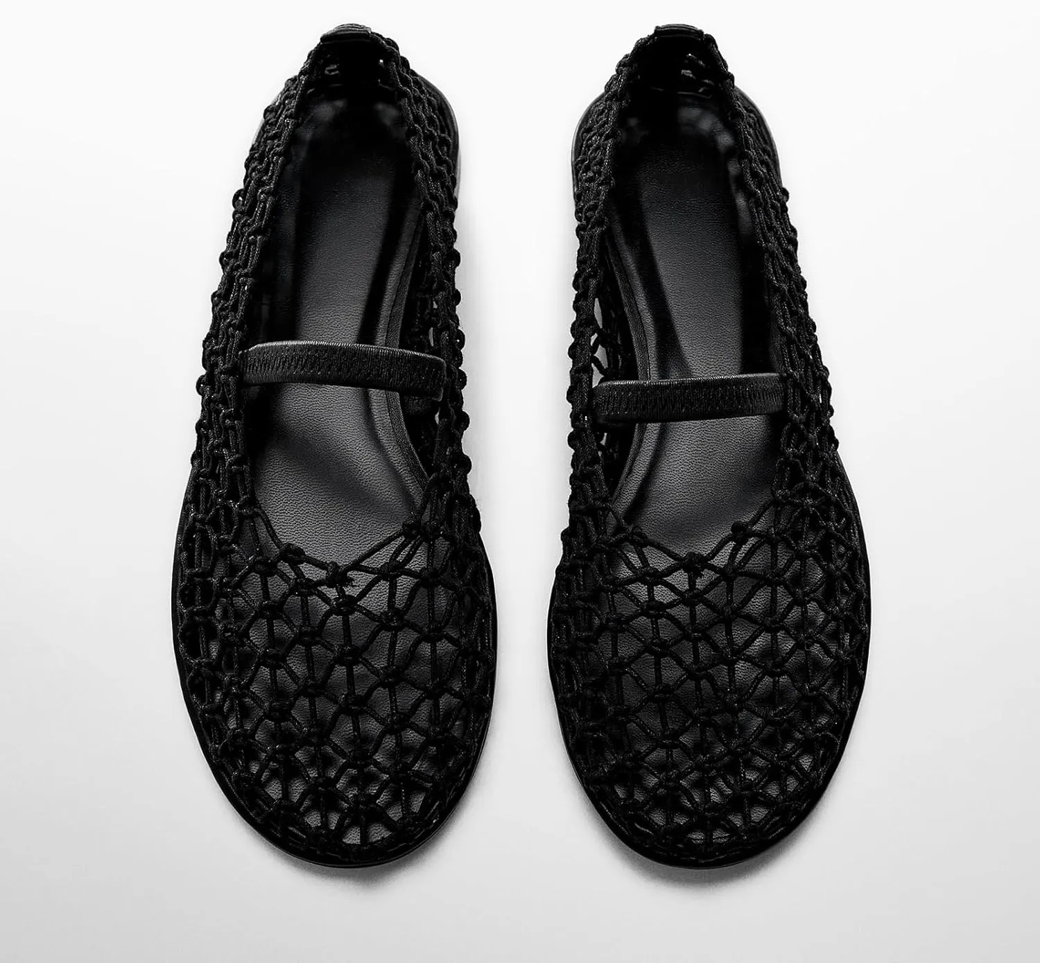 Women's Breathable Mesh Knit Ballet Flats, Square Toe Studded Mary Jane Shoes with Buckle Strap, Comfy Supportive Casual Office Ballerina Flat Shoes