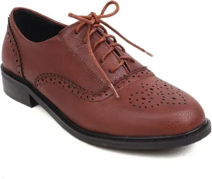 Women's Casual Dress Oxford Shoes, Vintage Brogue Saddle Oxfords, Wingtip Round Toe Lace up Shoes