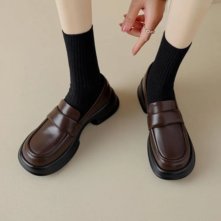 Women's Casual Loafers Super Soft Sole Daily Work School Dating Commuter Shoes Micro Round Square Toe Platform Low Heel Loafers.