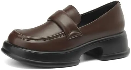 Women's Casual Loafers Super Soft Sole Daily Work School Dating Commuter Shoes Micro Round Square Toe Platform Low Heel Loafers.