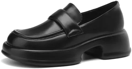 Women's Casual Loafers Super Soft Sole Daily Work School Dating Commuter Shoes Micro Round Square Toe Platform Low Heel Loafers.