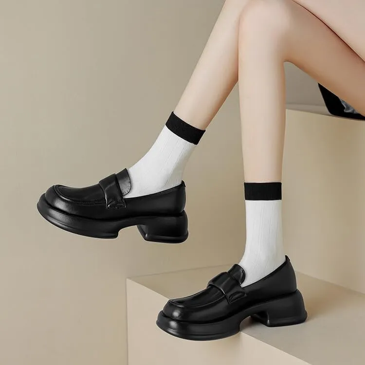 Women's Casual Loafers Super Soft Sole Daily Work School Dating Commuter Shoes Micro Round Square Toe Platform Low Heel Loafers.