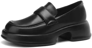 Women's Casual Loafers Super Soft Sole Daily Work School Dating Commuter Shoes Micro Round Square Toe Platform Low Heel Loafers.