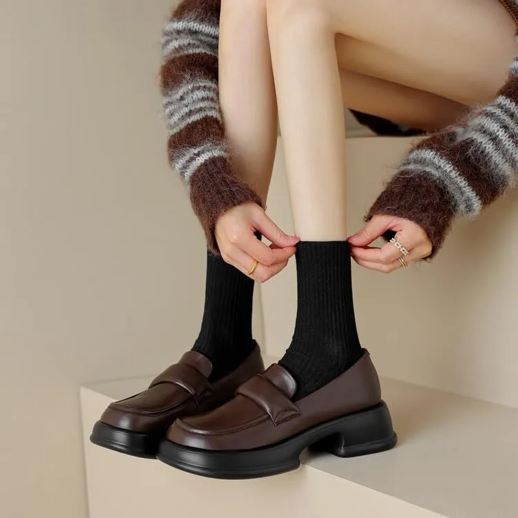 Women's Casual Loafers Super Soft Sole Daily Work School Dating Commuter Shoes Micro Round Square Toe Platform Low Heel Loafers.