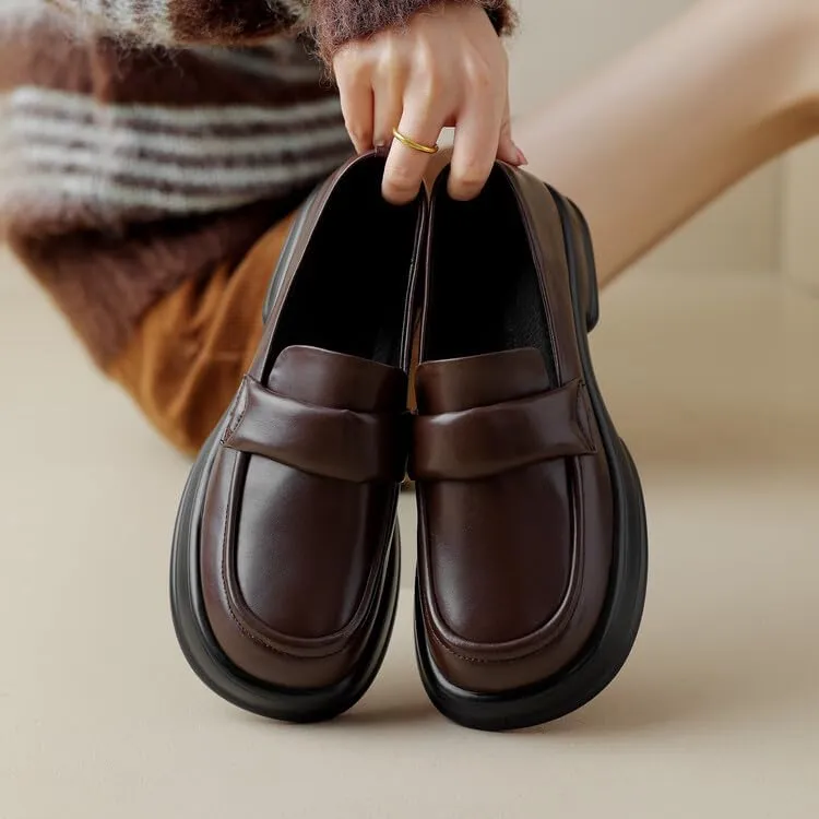 Women's Casual Loafers Super Soft Sole Daily Work School Dating Commuter Shoes Micro Round Square Toe Platform Low Heel Loafers.