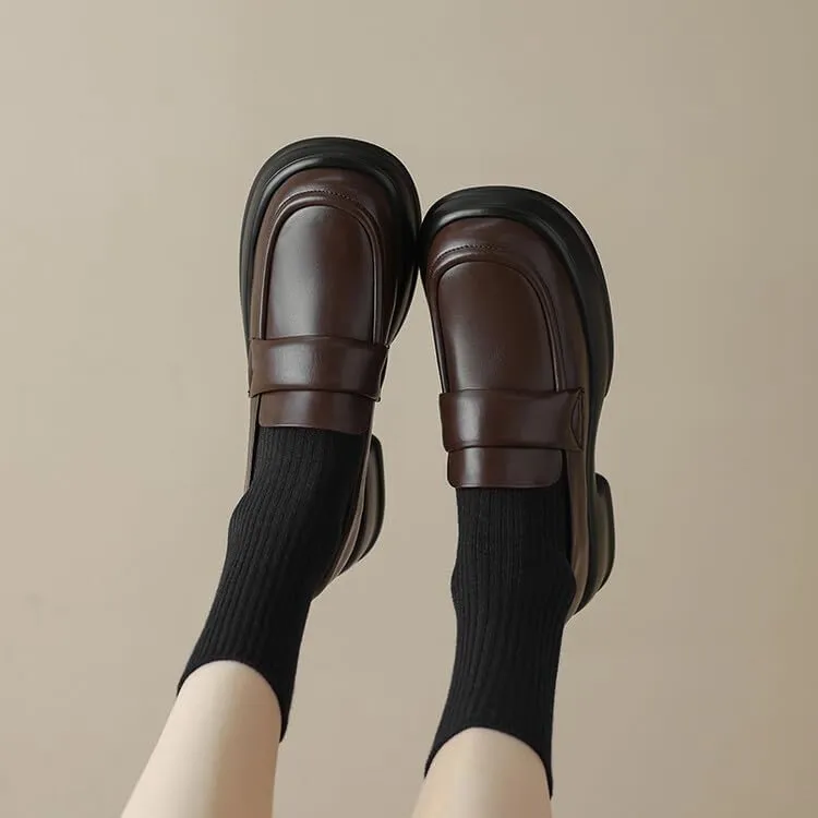Women's Casual Loafers Super Soft Sole Daily Work School Dating Commuter Shoes Micro Round Square Toe Platform Low Heel Loafers.