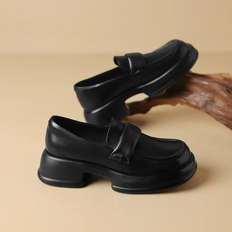 Women's Casual Loafers Super Soft Sole Daily Work School Dating Commuter Shoes Micro Round Square Toe Platform Low Heel Loafers.