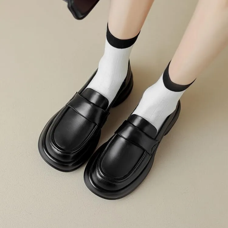 Women's Casual Loafers Super Soft Sole Daily Work School Dating Commuter Shoes Micro Round Square Toe Platform Low Heel Loafers.