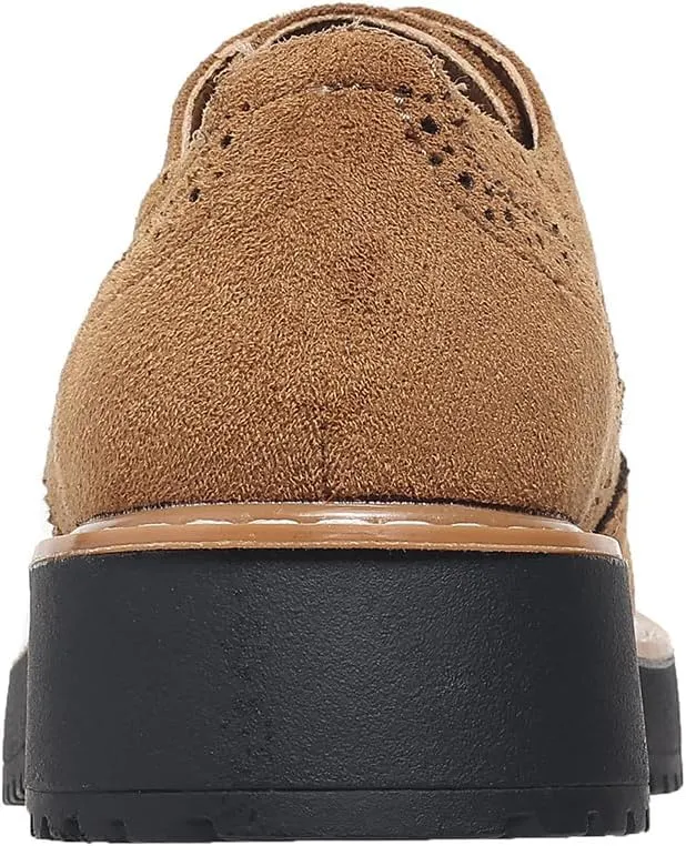 Women's Chunky Platform Lace-Up Round Toe Oxfords Shoes Non-Slip Comfort Casual Dressy School Work Loafers