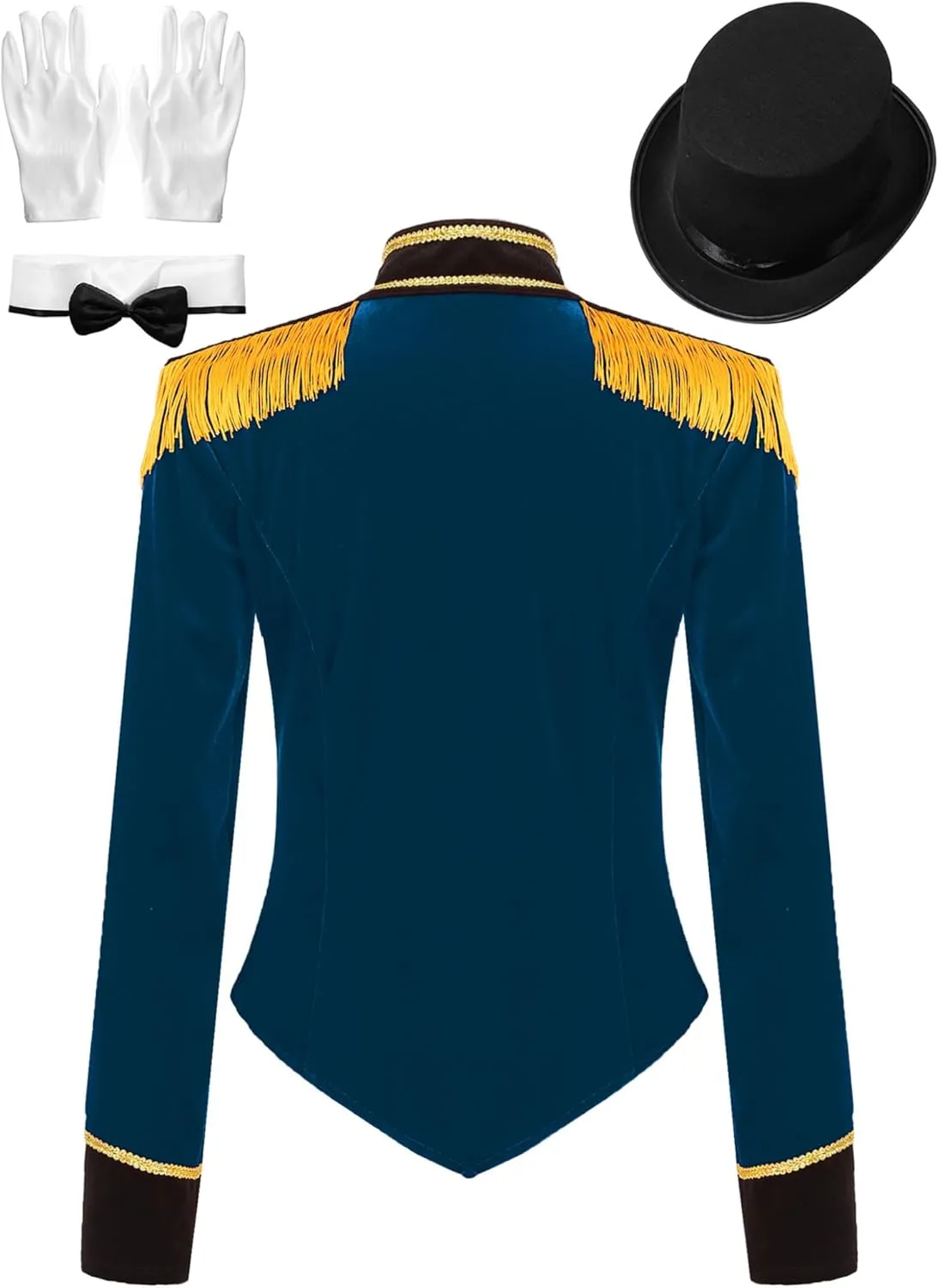Women's Circus Ringmaster Costume Velvet Showman Jacket Lion Trainer Cosplay Costumes with Hat Bow Collar Gloves