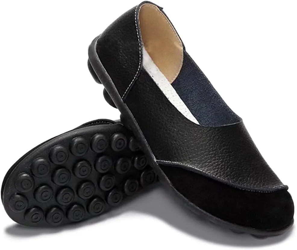 Women's Cowhide Leather Loafers Flats Moccasins Slip-On