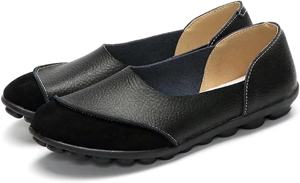 Women's Cowhide Leather Loafers Flats Moccasins Slip-On