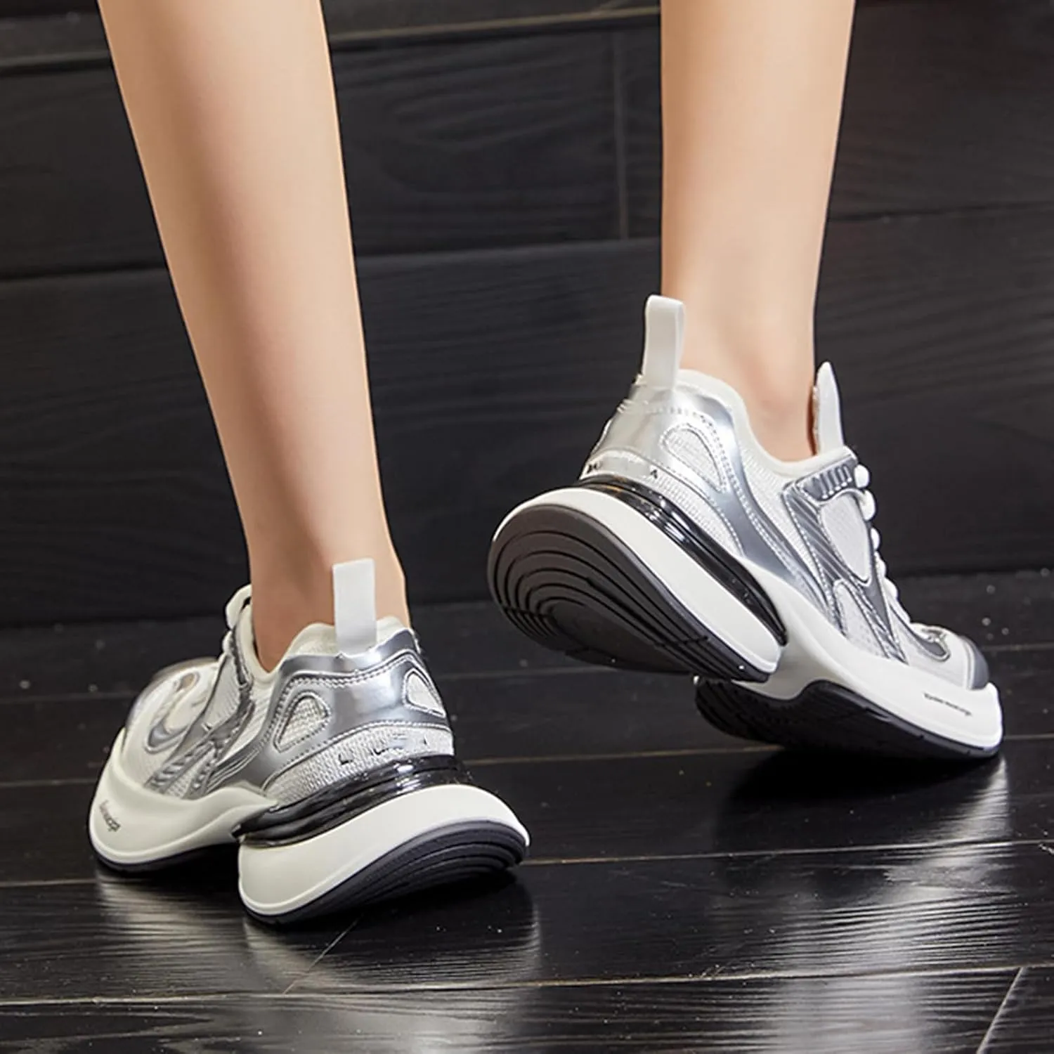 Women's Fashion Sneakers White Thick Bottom Trainers Casual Breathable Comfortable Lace Up Platform Cool Shoes Women's Chunky Heel Oxford Shoes