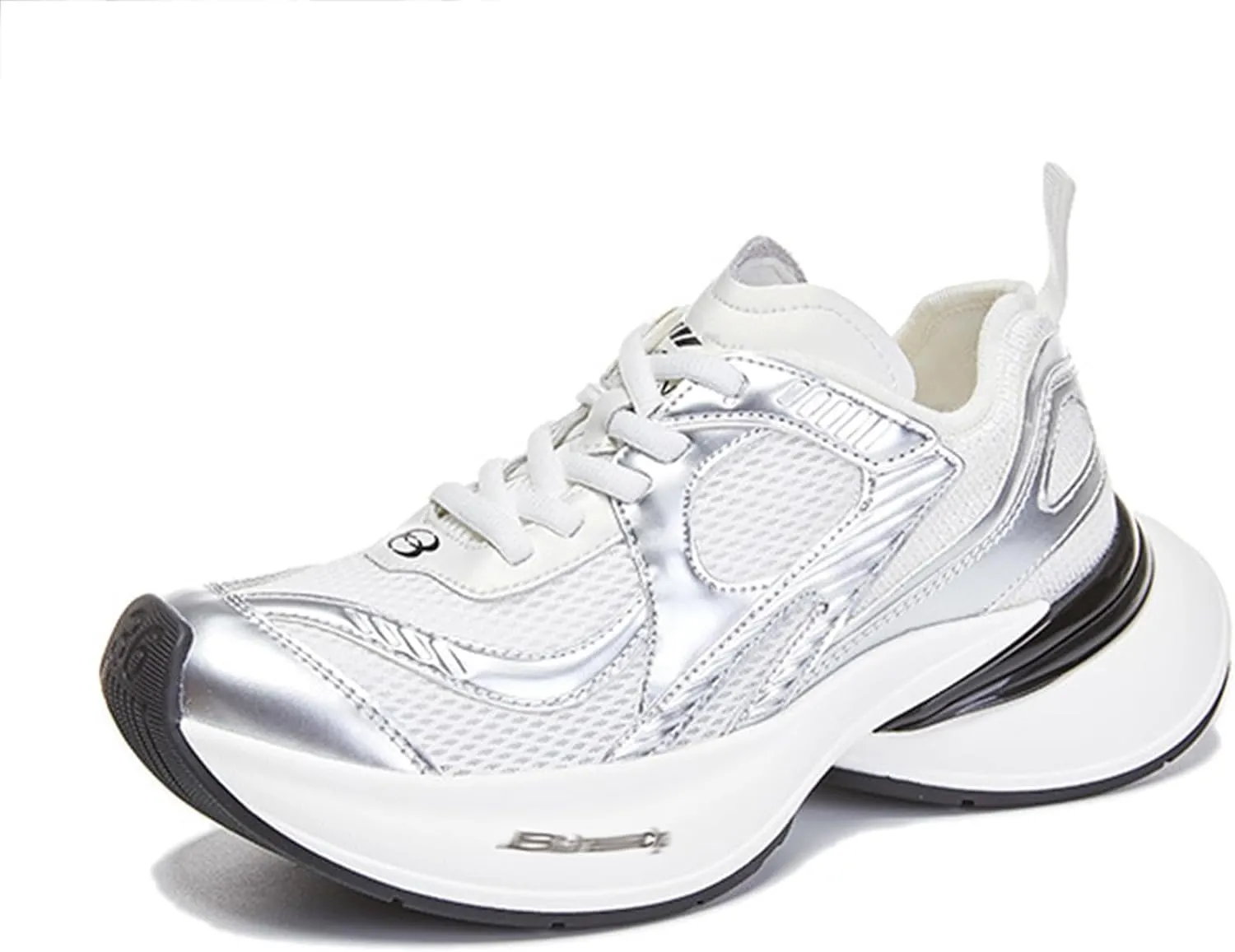Women's Fashion Sneakers White Thick Bottom Trainers Casual Breathable Comfortable Lace Up Platform Cool Shoes Women's Chunky Heel Oxford Shoes