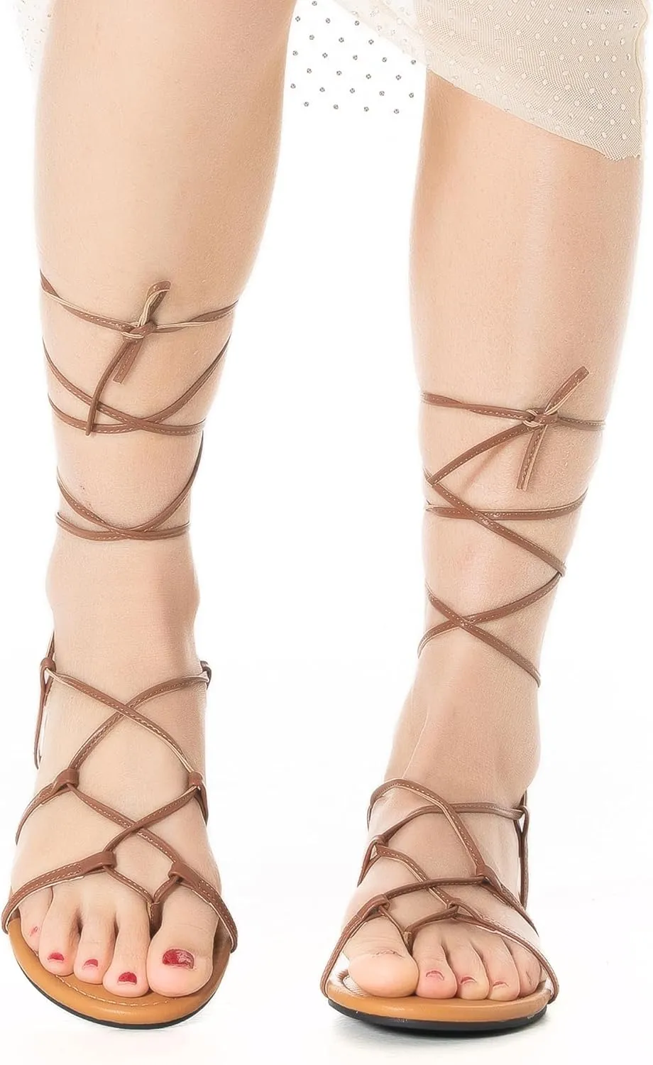 Womens Gladiator Sandals Dressy Summer Roman Strappy Ladies Lace Up Leather Flat Ankle Strap Cute Comfy Casual