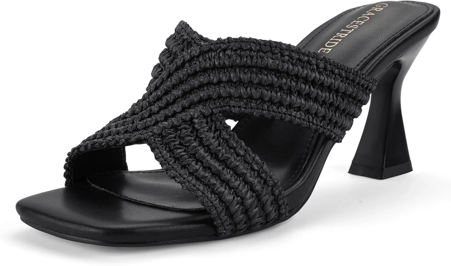 Women’s Heeled Sandals Slip On Chunky Square Toe Mule Sandals Open Toe Slide Casual Summer Dressy Sandals