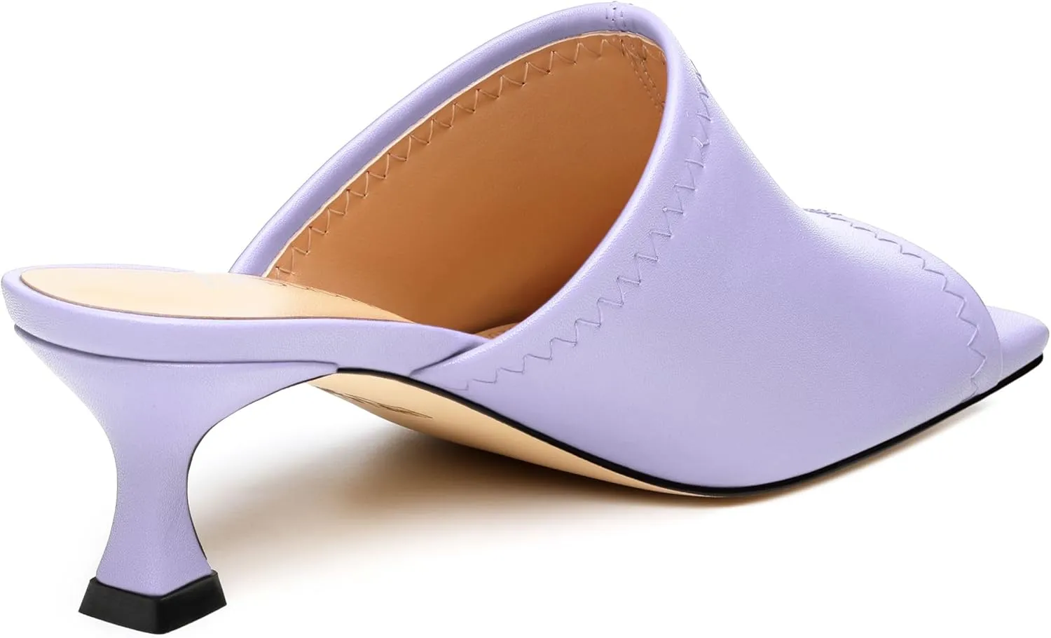 Womens Kitten Heel Open Square Toe Slip-on Sandals Casual Fashion Dress Summer Mules Shoes 2 Inches Heels