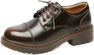 Women's Lace-up Oxford Shoes JK Platform Leather Shoes