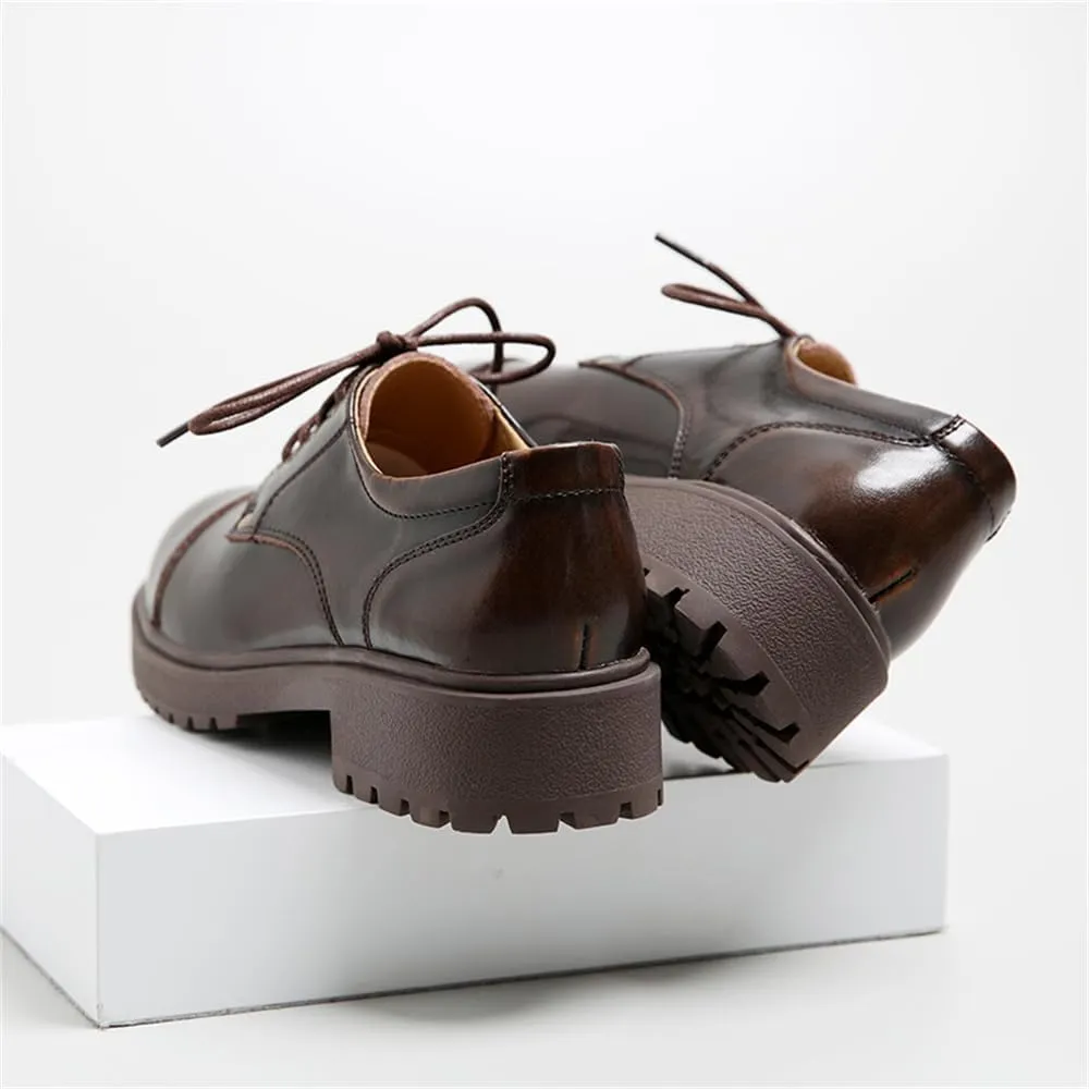 Women's Lace-up Oxford Shoes JK Platform Leather Shoes