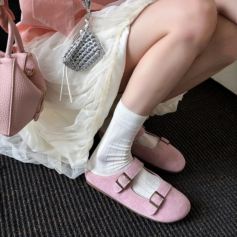 Women's Leather Flat Casual Stylish Buckle Decoration Mule Shoes