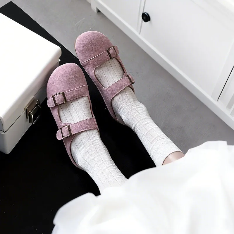 Women's Leather Flat Casual Stylish Buckle Decoration Mule Shoes